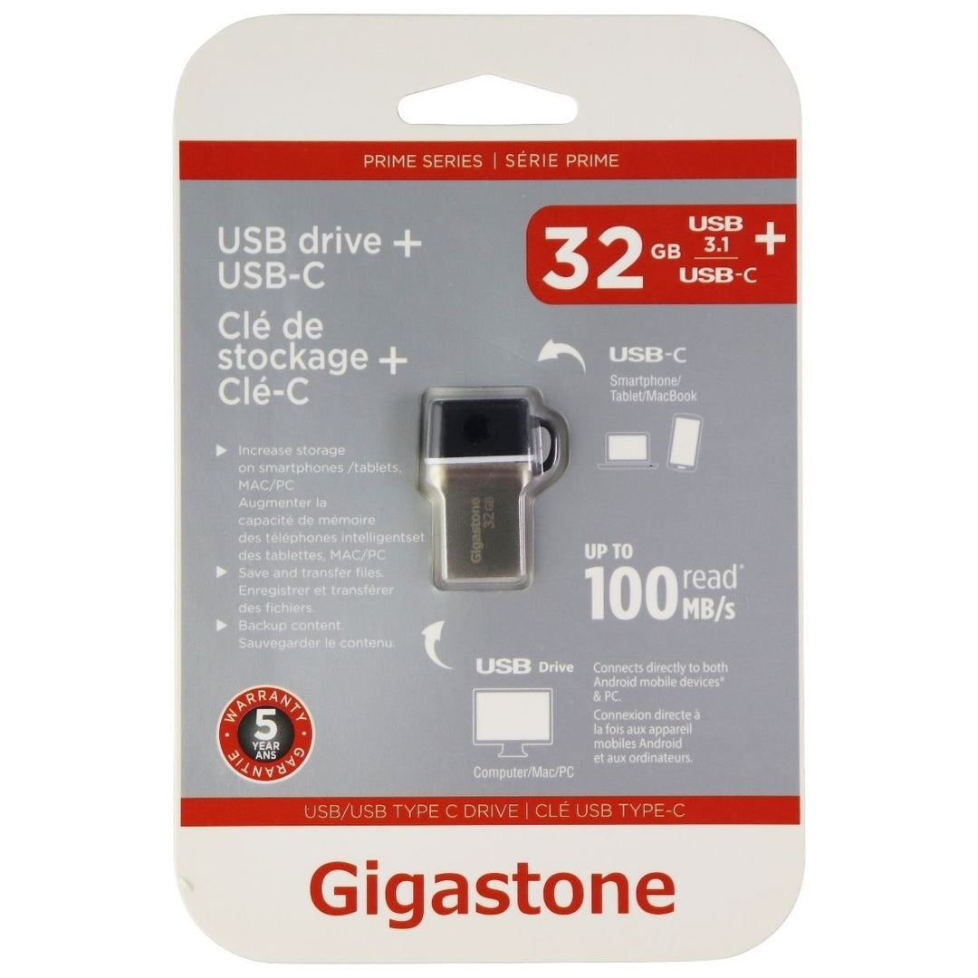 Gigastone (32GB) USB 3.1 + USB-C (Type C) 100MB/s Flash Drive Image 3