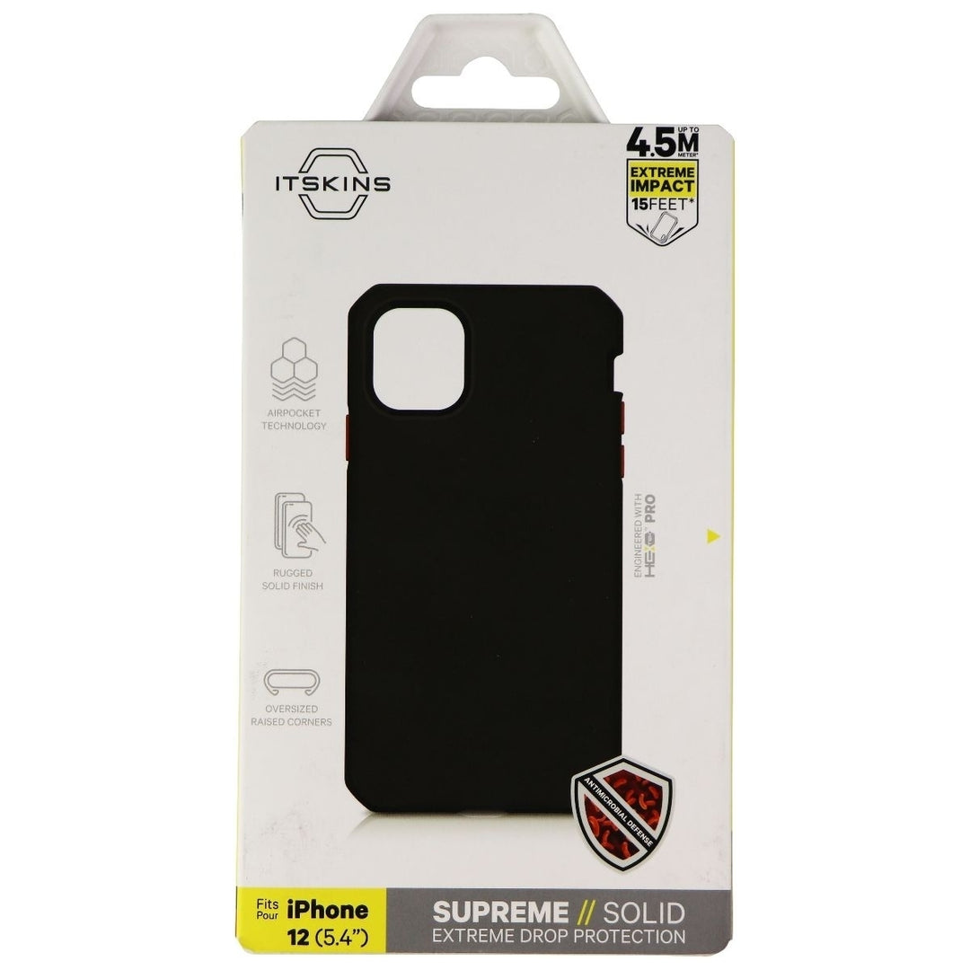 ITSKINS Supreme Solid Case for Apple iPhone 12 mini - Black / Red Buttons Image 4