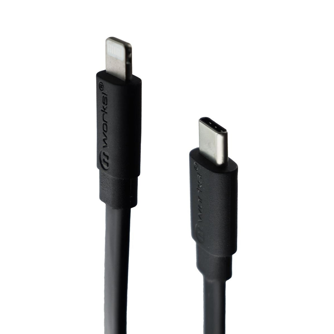 mWorks! mPower! Flat USB-C to Lightning 8-Pin Cable for iPhone/iPad - Black Image 1