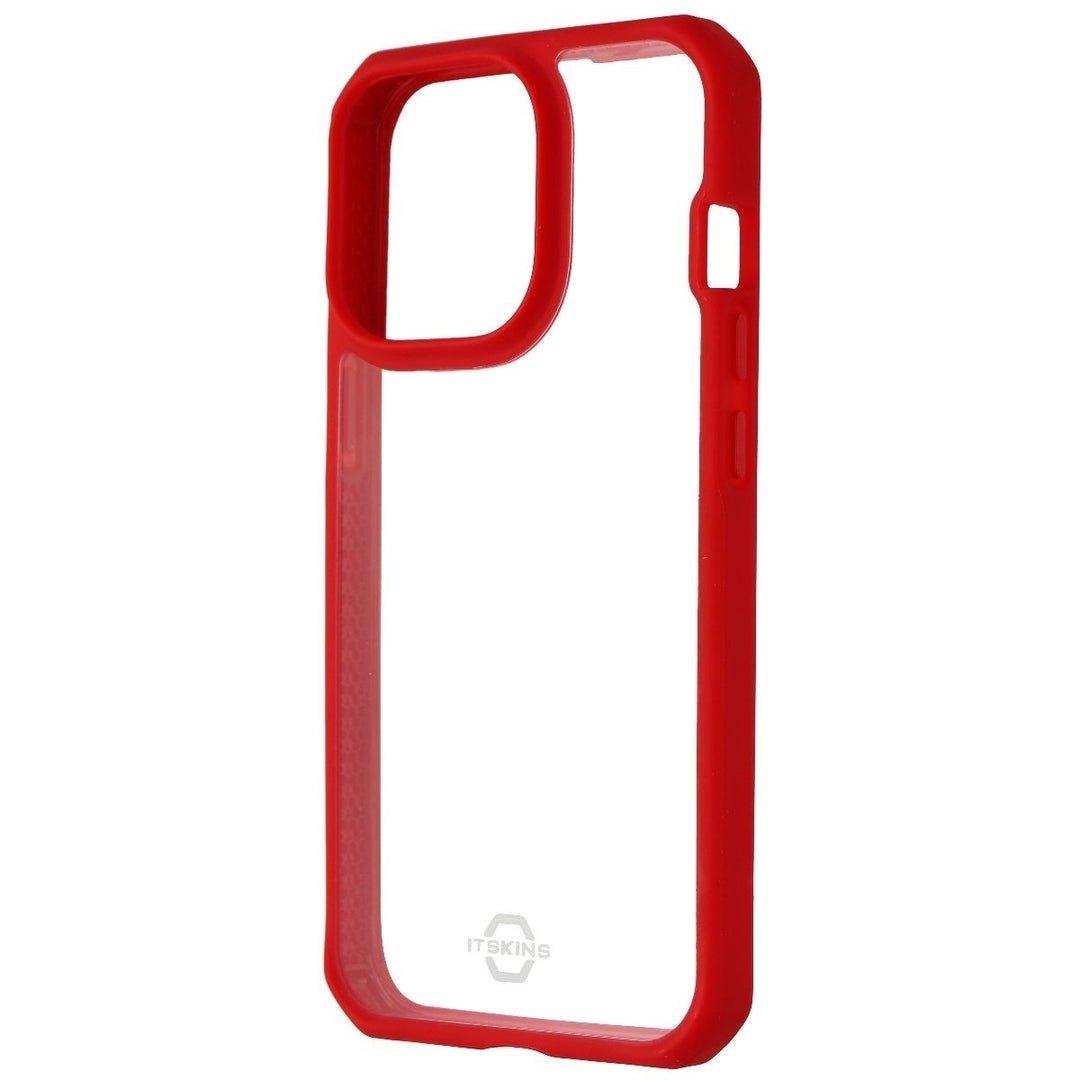 ITSKINS Hybrid Solid Case for iPhone 13 Pro - Plain Red and Transparent Image 1