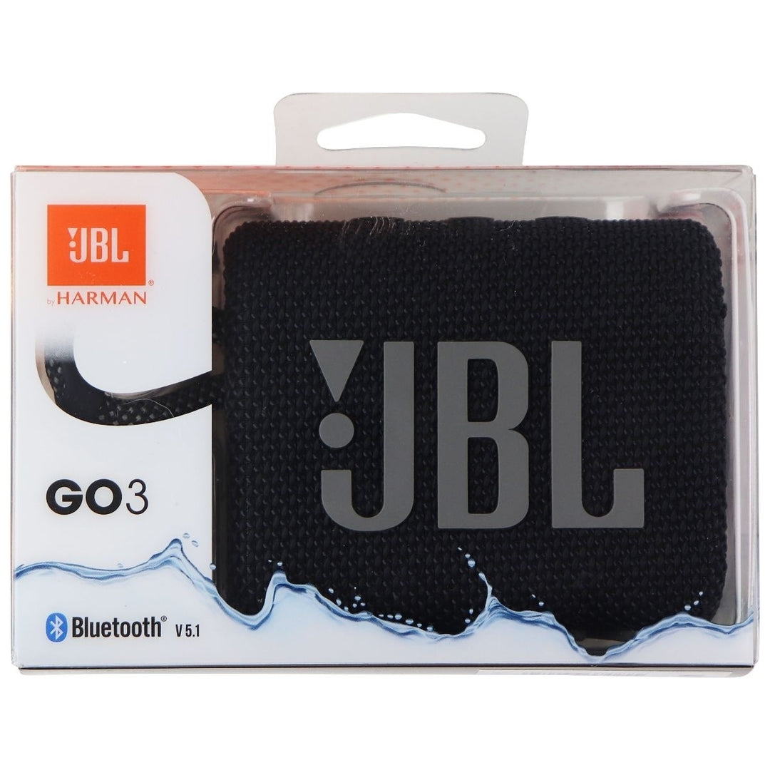 JBL Go 3 Portable Waterproof Speaker with Bluetooth - Black Image 1