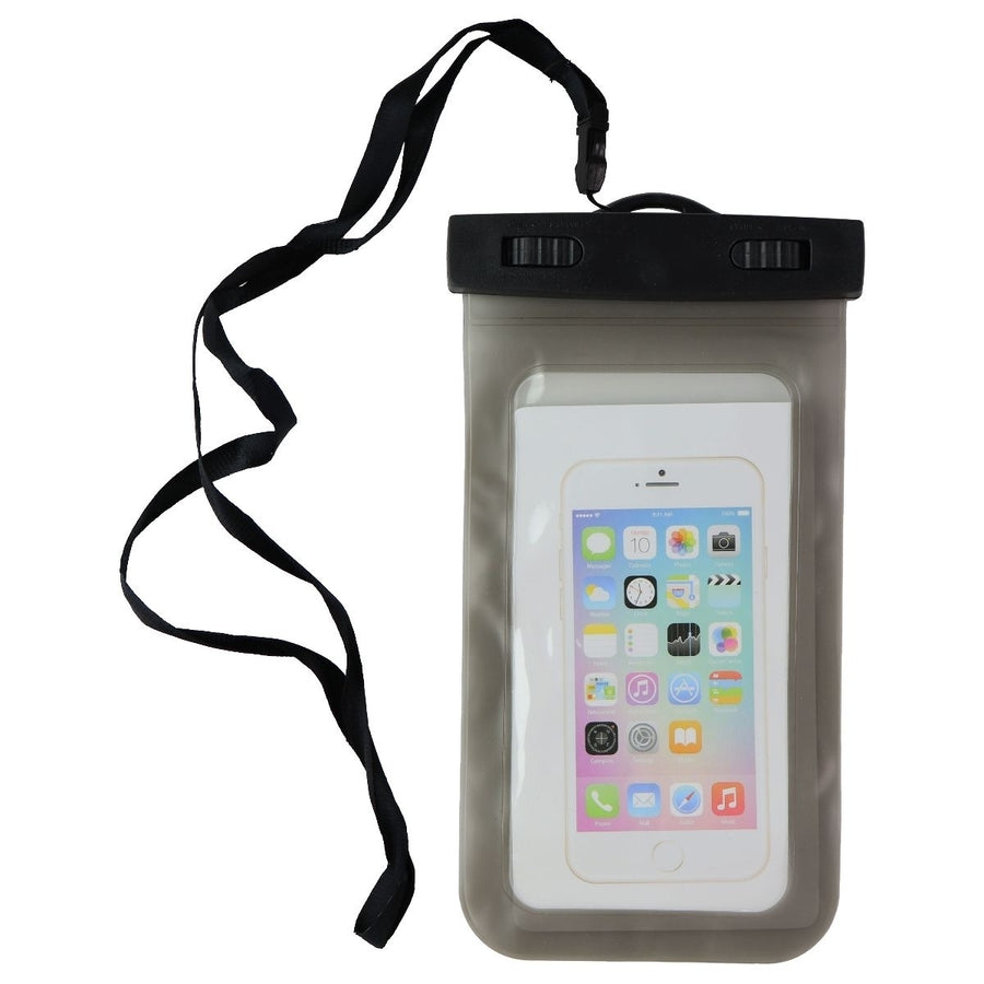 Universal Water Resistant Pouch for Smartphones with Carrying Cord - Black Image 1