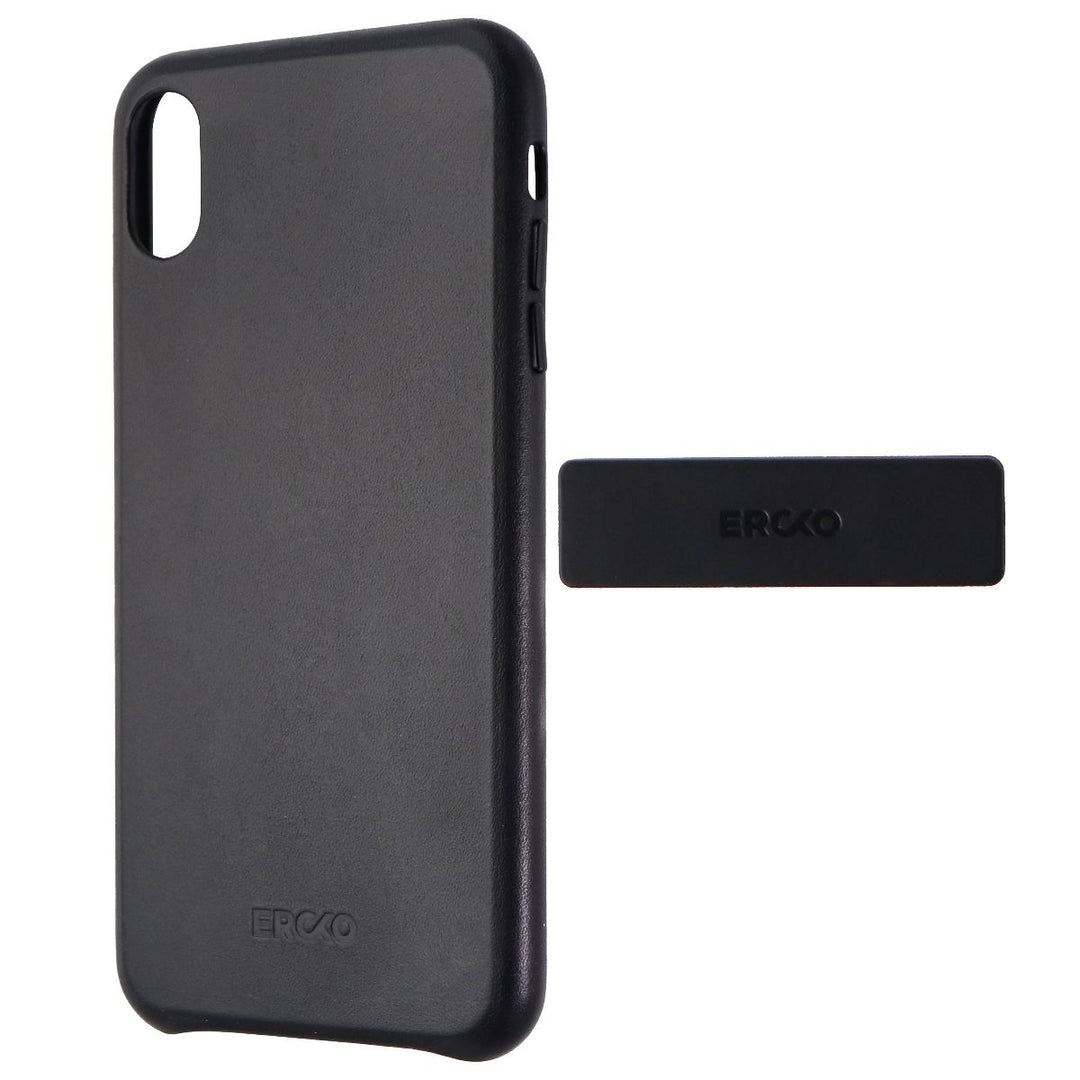 Ercko Leather Hard Case & Small Magnet Holder for iPhone Xs Max - Black Image 1