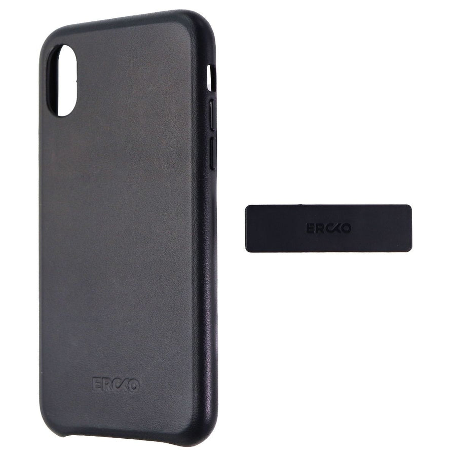 Ercko Leather Hard Case and Small Magnet Holder for iPhone XS / X - Black Image 1