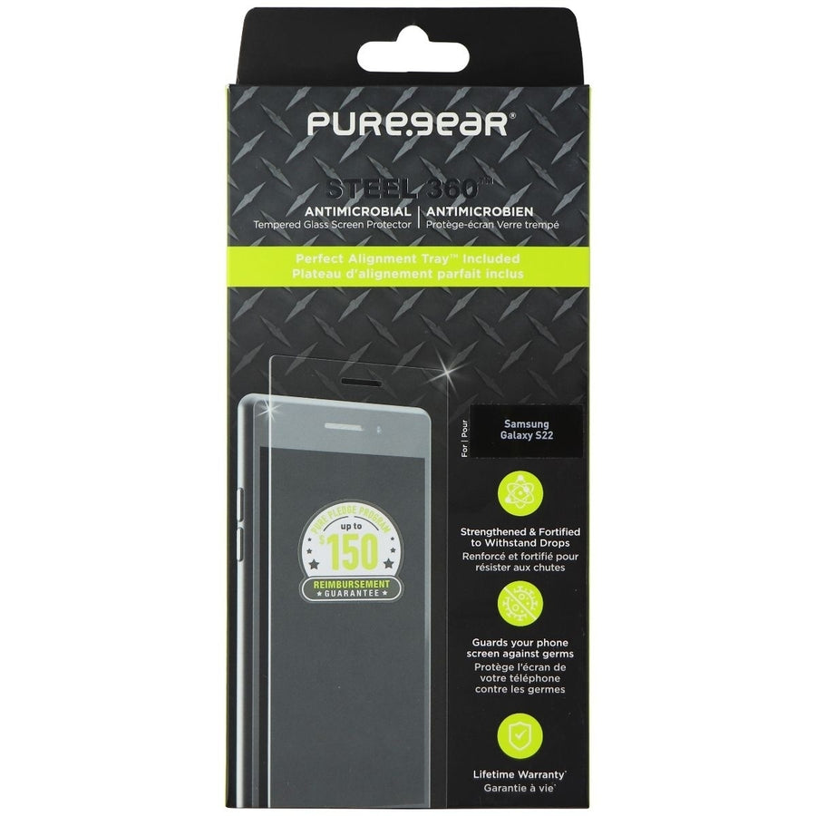 PureGear Steel 360 Tempered Glass with Alignment Tray for Samsung Galaxy S22 Image 1