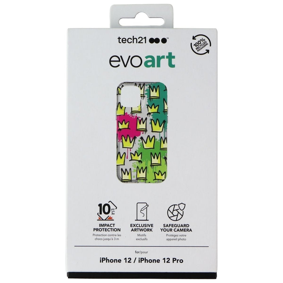 Tech21 EvoArt Case for Apple iPhone 12 and iPhone 12 Pro - Clear / Crowns Image 1
