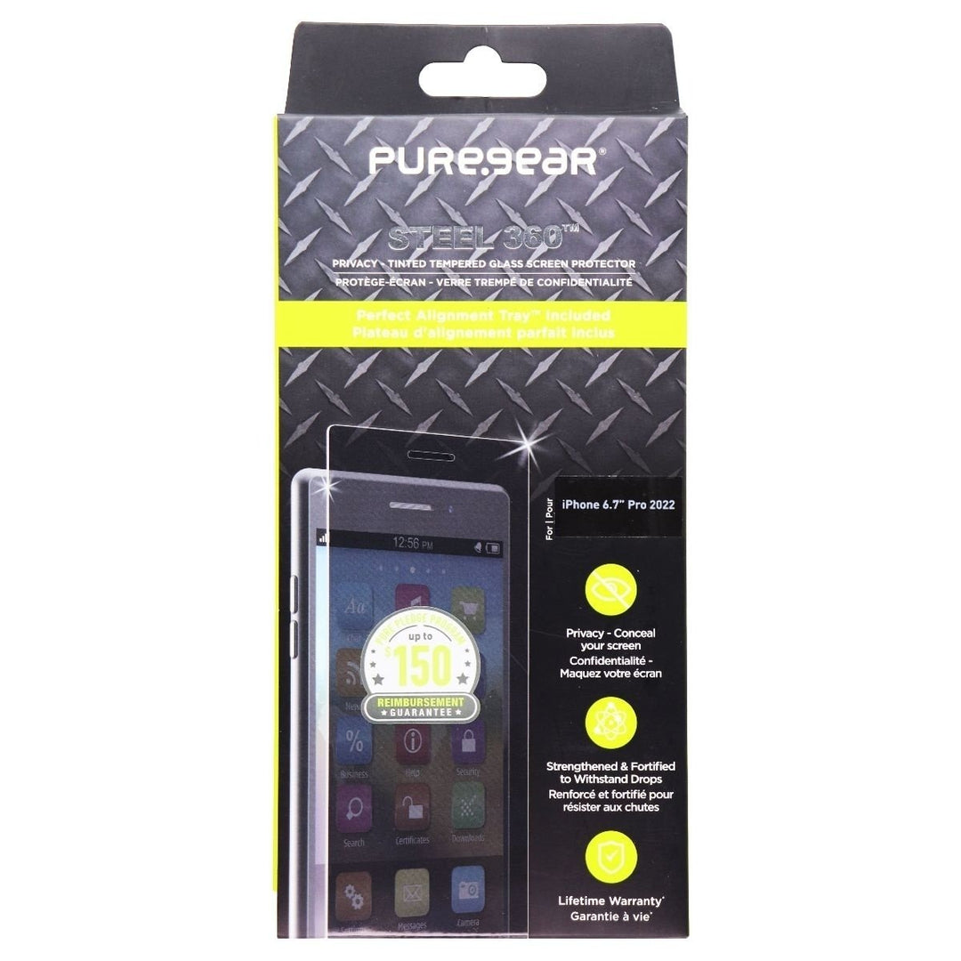 PureGear Steel 360 Tinted Screen Protector for iPhone 14 Pro Max Image 1