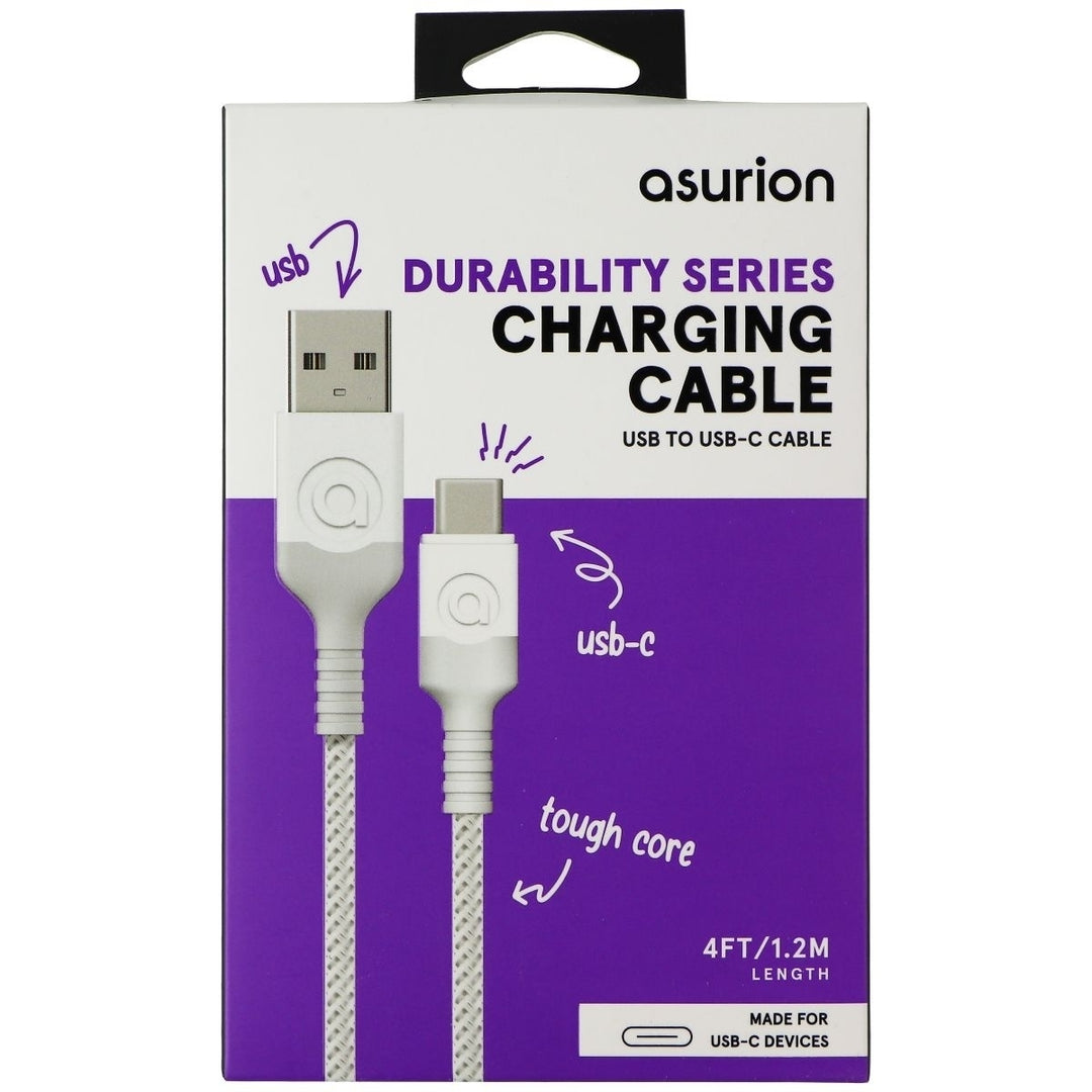 Asurion (4-Ft) USB-C to USB Braided Charge/Sync Cable - White Image 1