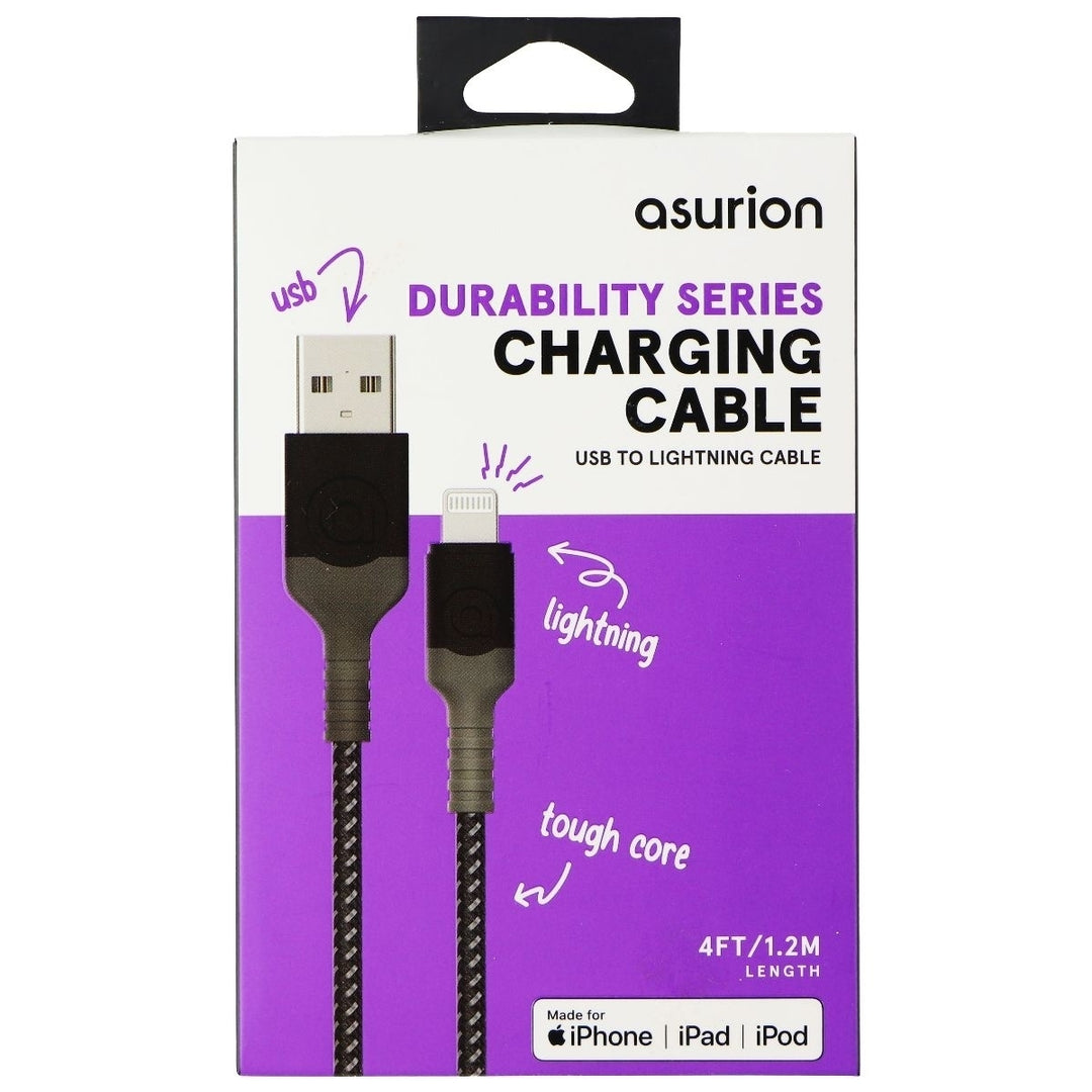 Asurion Durability (4-FT) Lightning 8-Pin to USB Braided MFi Cable - Black Image 1