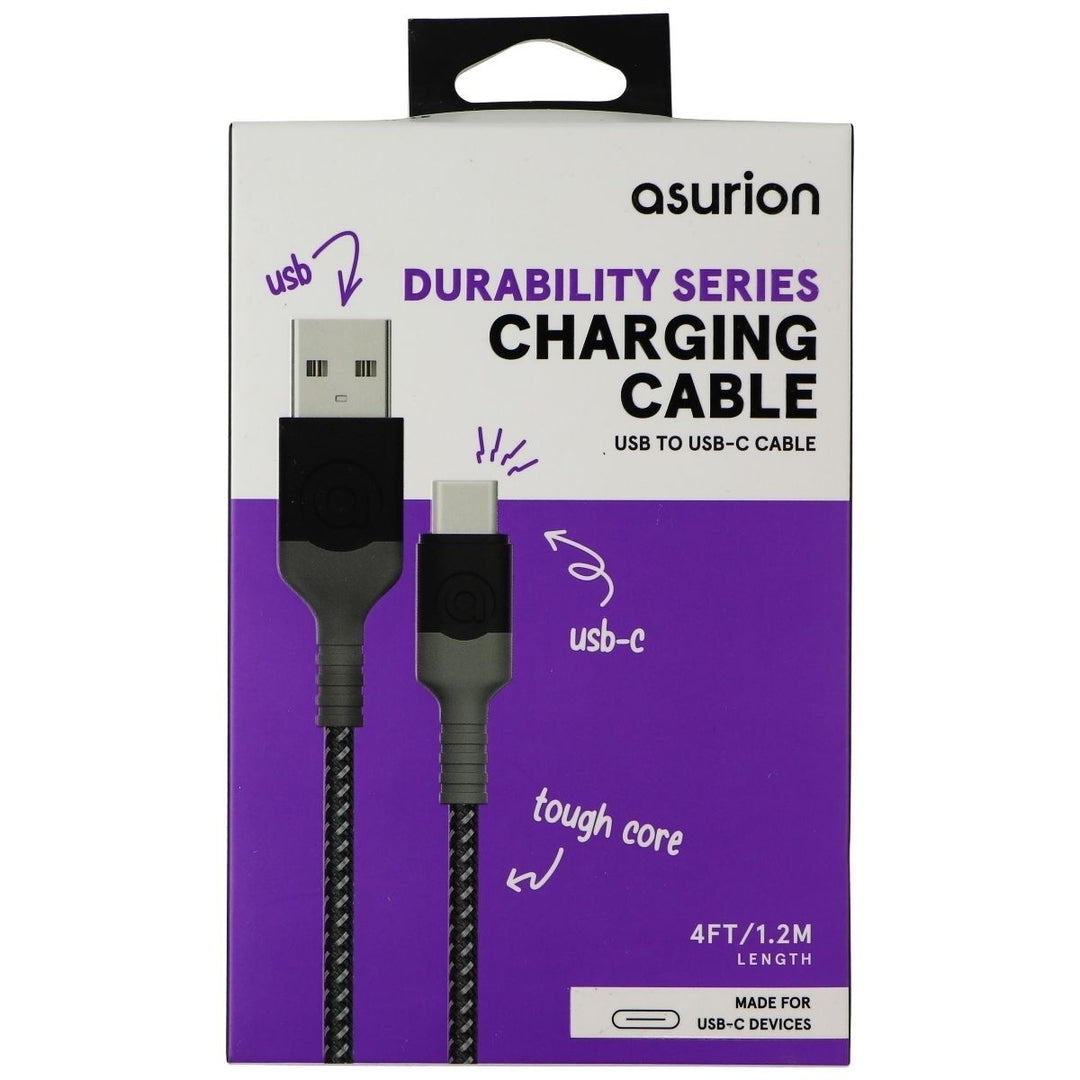 Asurion Durability Series (4-Ft) USB-C to USB Braided Charging Cable - Black Image 1