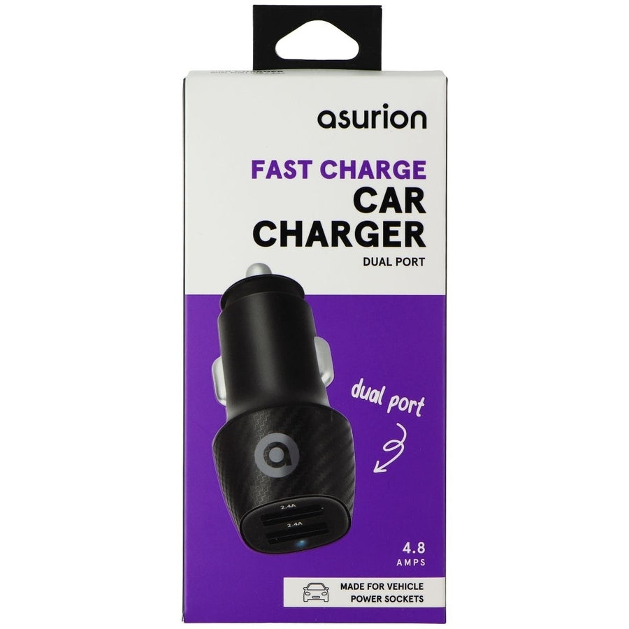 Asurion (4.8A) Fast Charge Dual USB Car Charger - Black/Carbon (383196) Image 1