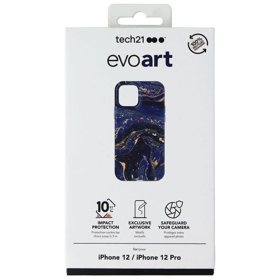 Tech21 EvoArt Series Case for Apple iPhone 12 and iPhone 12 Pro - Blue Marbling Image 1