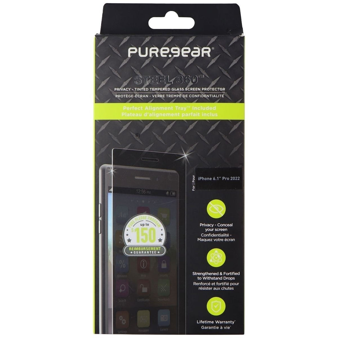 PureGear Steel 360 Privacy Tinted Tempered Glass for iPhone 14 Pro Image 1