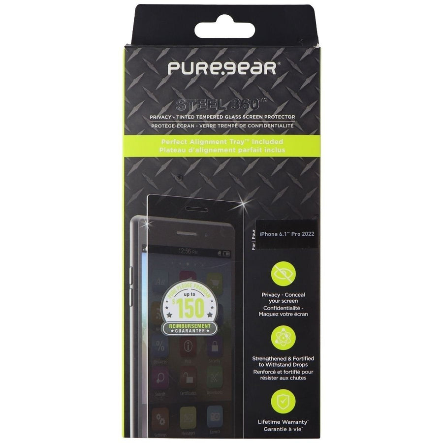 PureGear Steel 360 Privacy Tinted Tempered Glass for iPhone 14 Pro Image 1