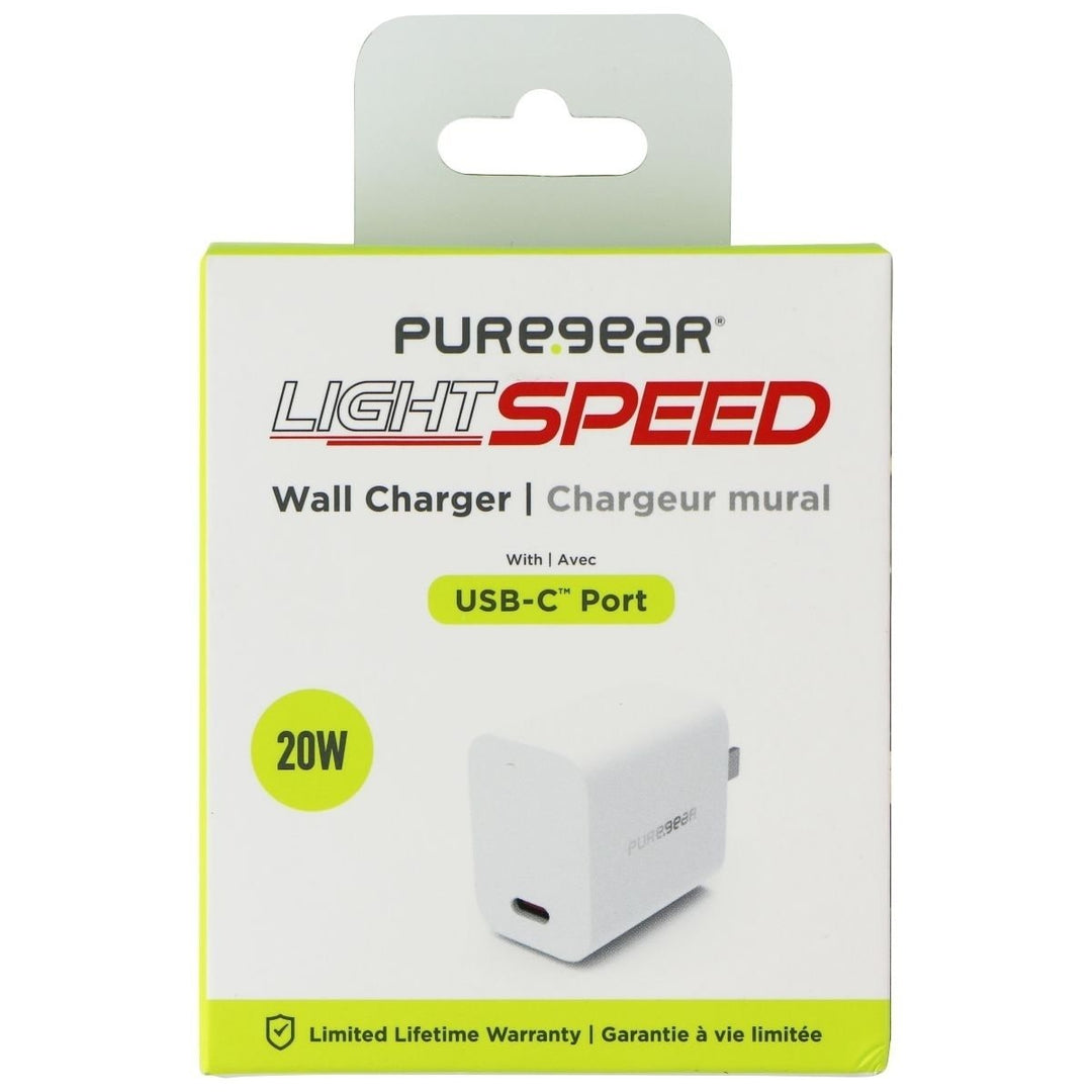 PureGear LightSpeed (20-Watt) USB-C Wall Charger Travel Adapter - White Image 1