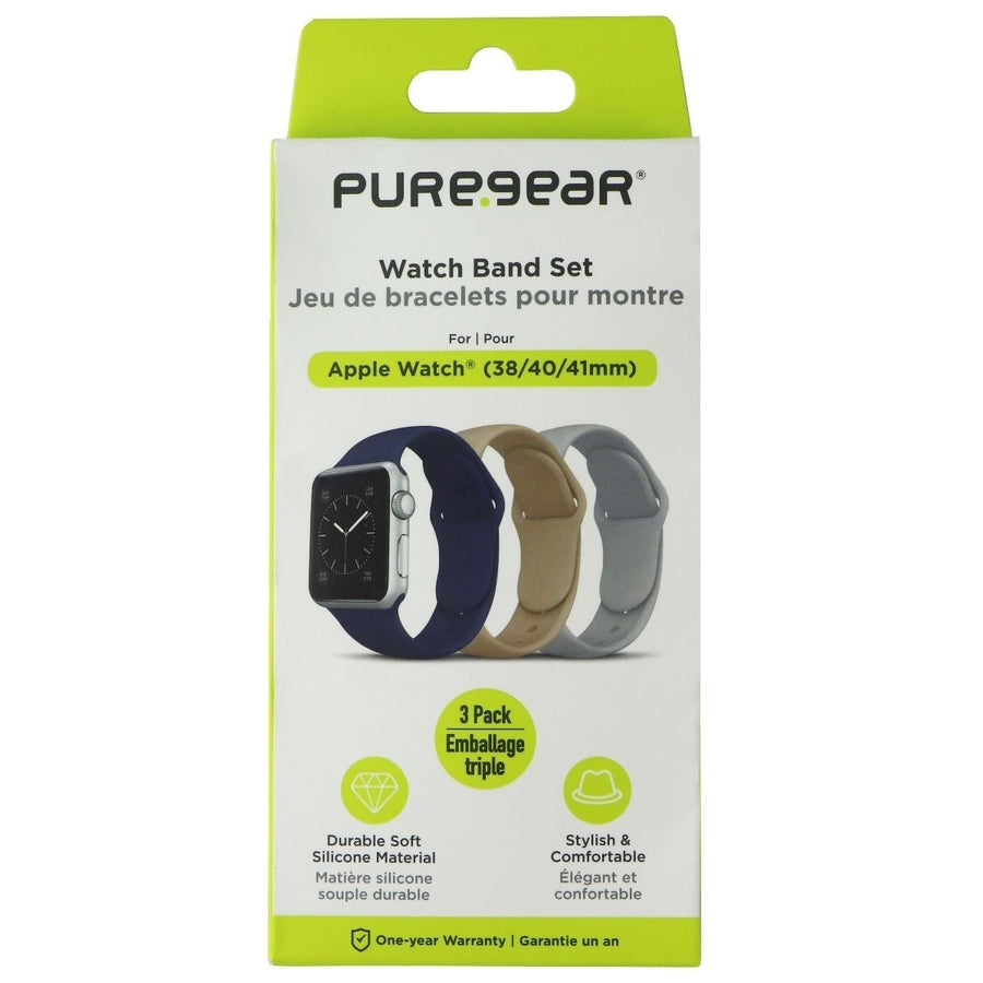 PureGear Watch Band Set for Apple Watch 38/40/41mm - Gray, Blue, Tan (3 Pack) Image 1