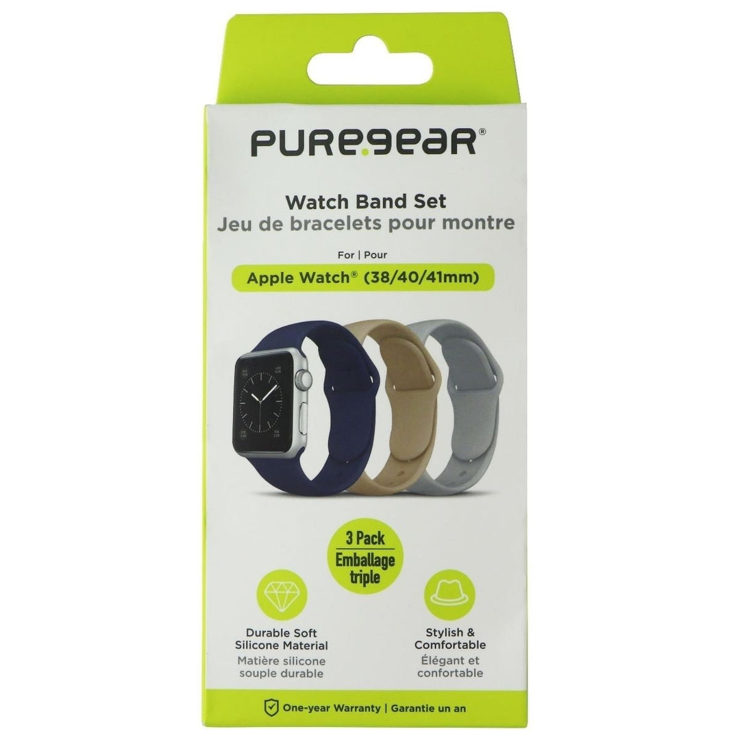 PureGear Watch Band Set for Apple Watch 38/40/41mm - Gray Blue Tan (3 Pack) Image 1