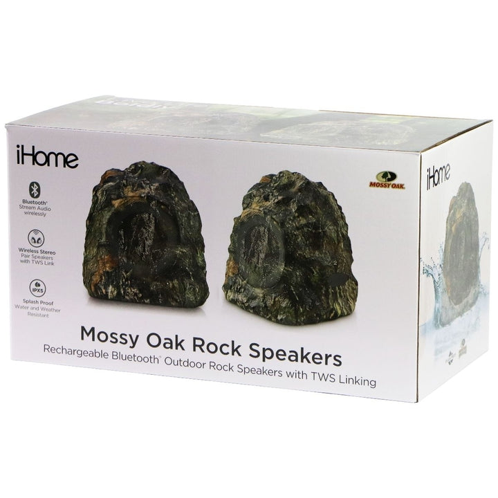 iHome Wireless Waterproof Outdoor Rock Speaker Set - Mossy Oak Camo Image 1