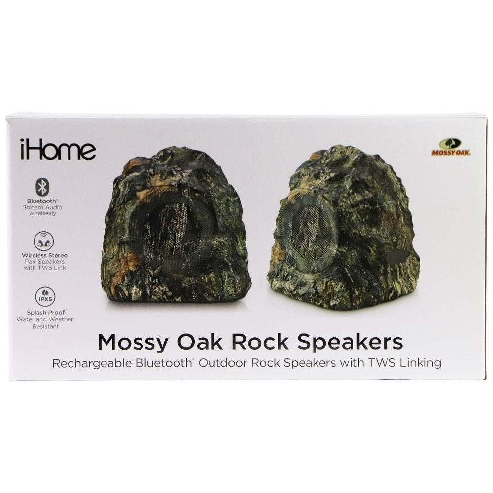 iHome Wireless Waterproof Outdoor Rock Speaker Set - Mossy Oak Camo Image 2