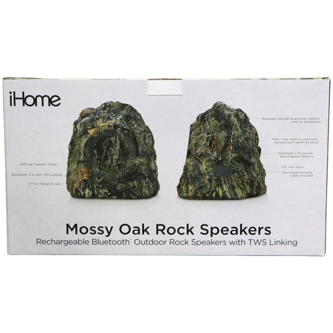 iHome Wireless Waterproof Outdoor Rock Speaker Set - Mossy Oak Camo Image 4