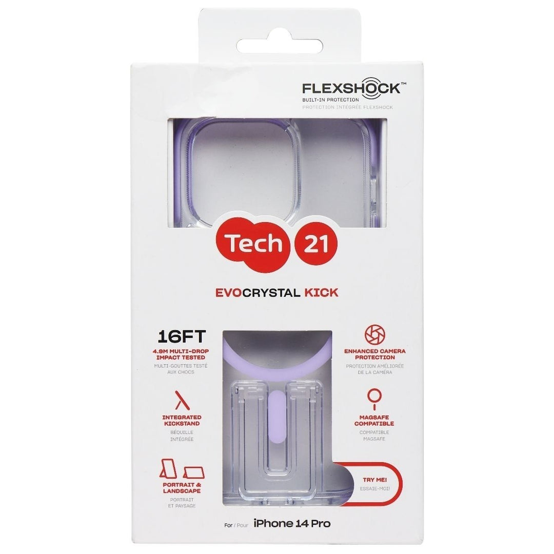 Tech21 Evo Crystal Kick Series Case for MagSafe for Apple iPhone 14 Pro - Lilac Image 1