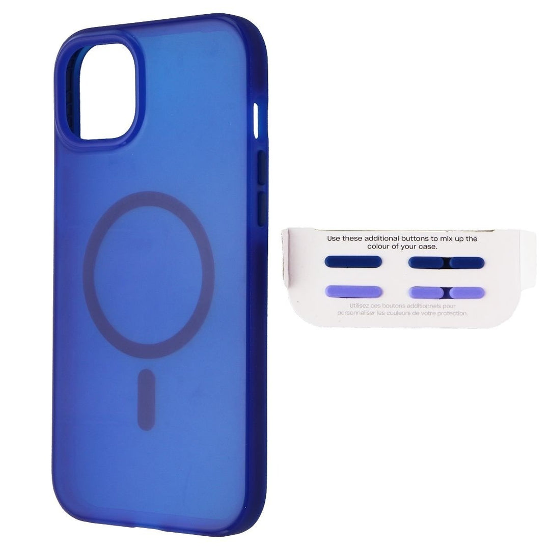 Tech21 Evo Check Flexible Gel Case for MagSafe for iPhone 14 Plus - Classic Blue Image 1