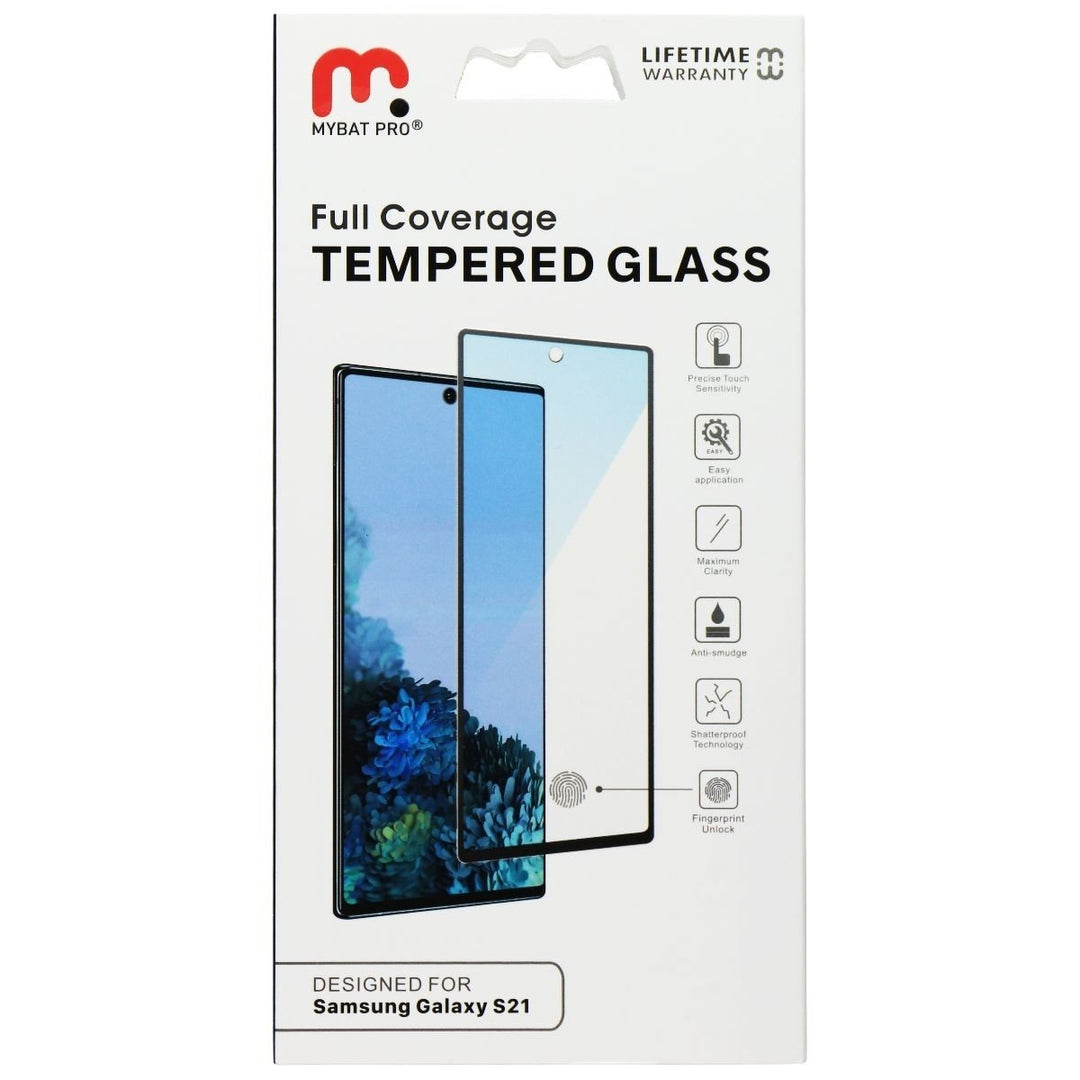 MyBat Full Coverage Tempered Glass for Samsung Galaxy S21 - Clear/Black Trim (Refurbished) Image 1