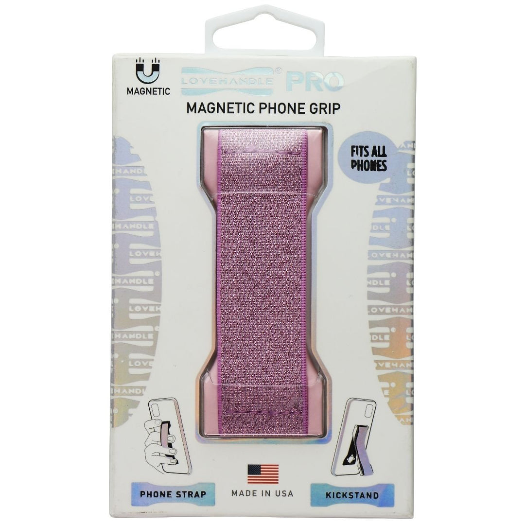 LoveHandle PRO Magnetic Universal Phone Grip/Kickstand - Pink Glitter (Refurbished) Image 1