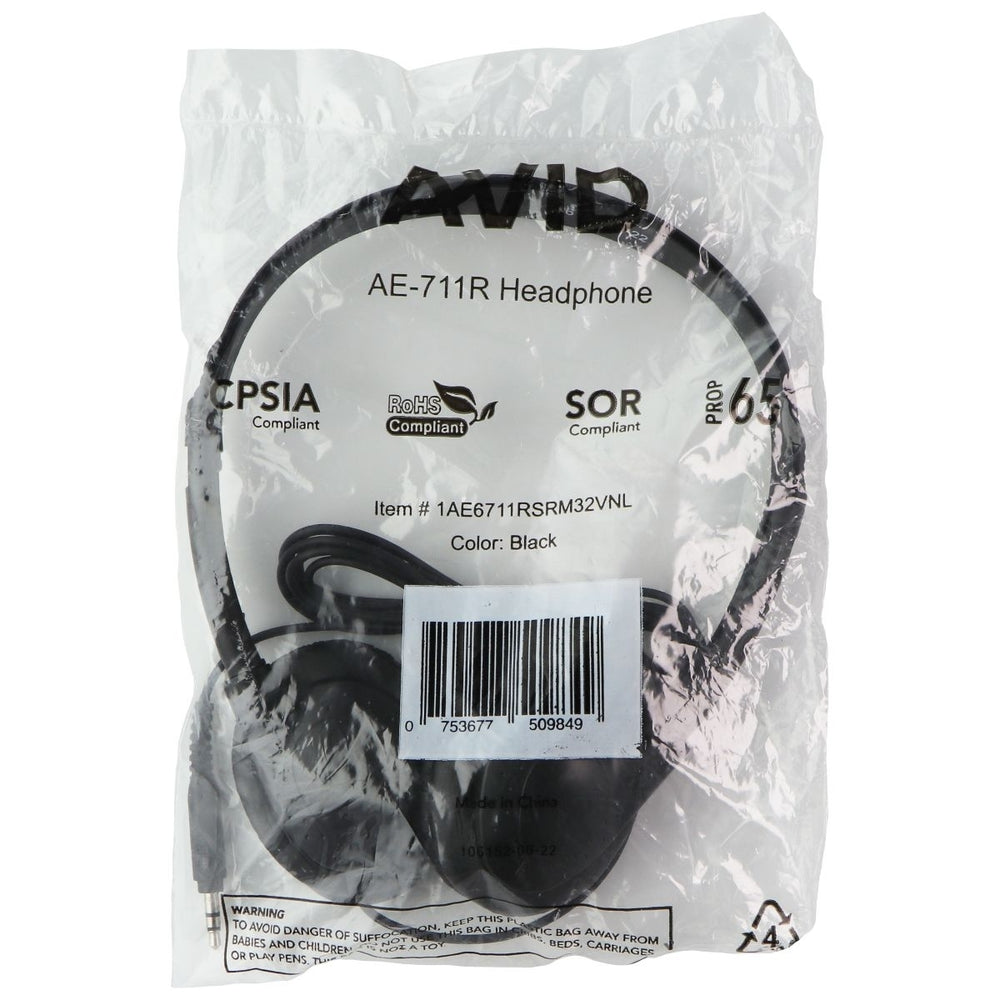 AVID (AE-711R) Wired 3.5mm On-Ear Headphones - Black (Refurbished) Image 2