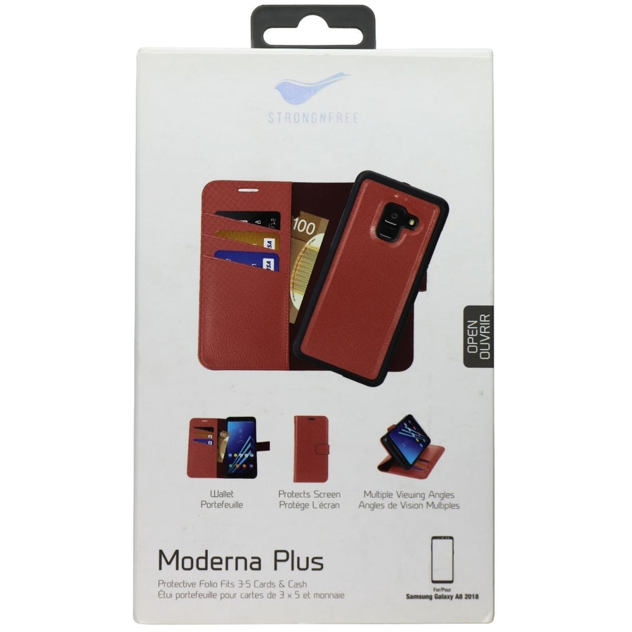 Strongnfree Moderna Plus Folio Wallet Case for Galaxy A8 (2018) - Dusty Red (Refurbished) Image 1