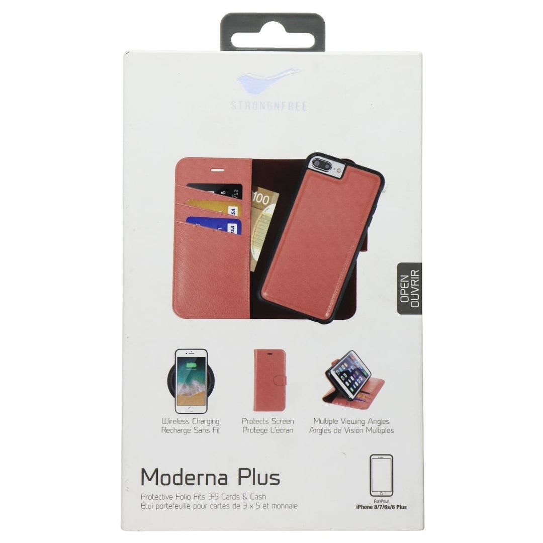 StrongNFree Moderna Plus Wallet Case for iPhone 8 Plus/7 Plus - Dusty Red (Refurbished) Image 1