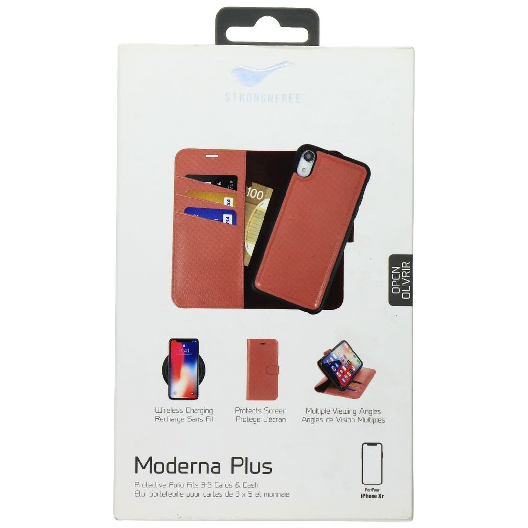 StrongNFree Moderna Plus Series 2-in-1 Wallet Case for iPhone XR - Dusty Red (Refurbished) Image 1