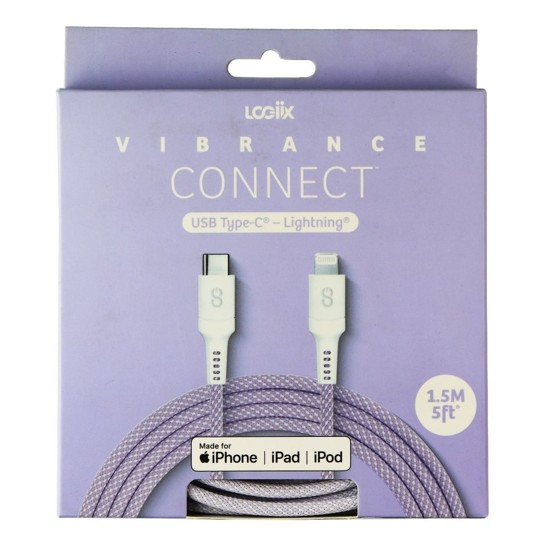 Logiix Vibrance Connect (5-ft) USB-C Type C to Lightning 8-Pin Cable - Purple (Refurbished) Image 1