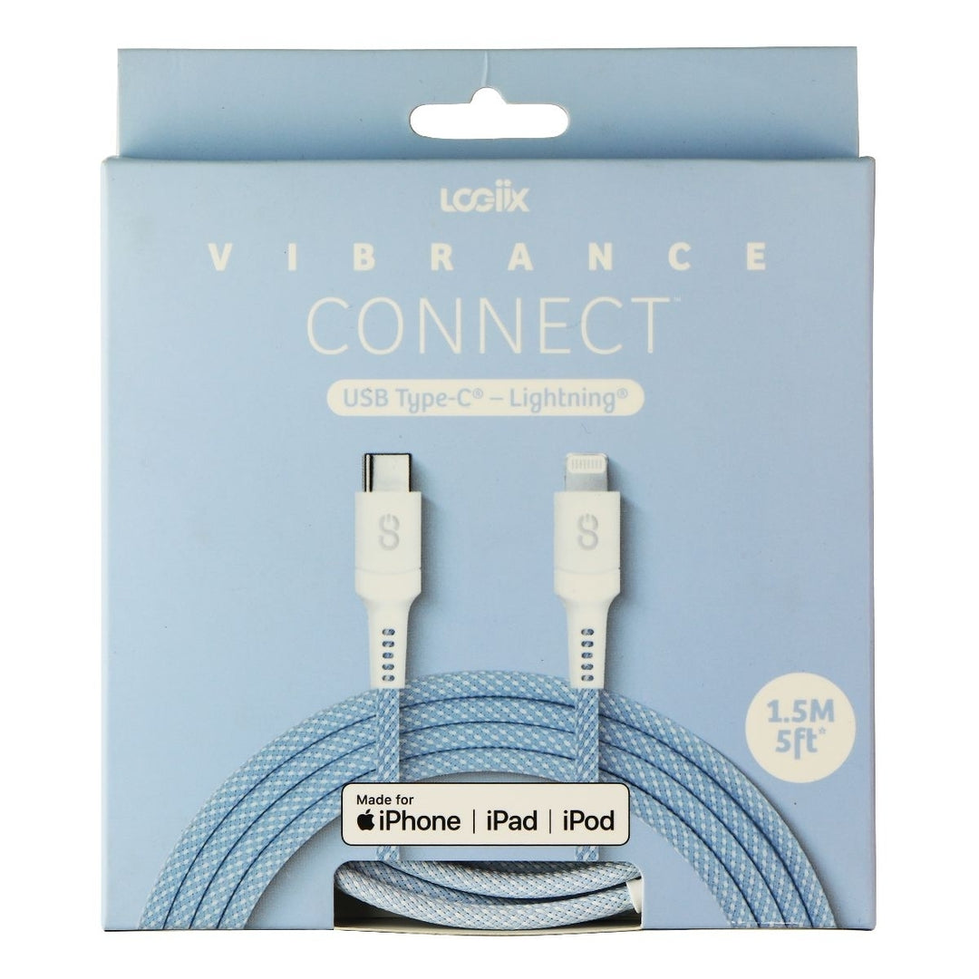Logiix Vibrance Connect (5-ft) USB-C Type C to Lightning 8-Pin Cable - Blue (Refurbished) Image 1