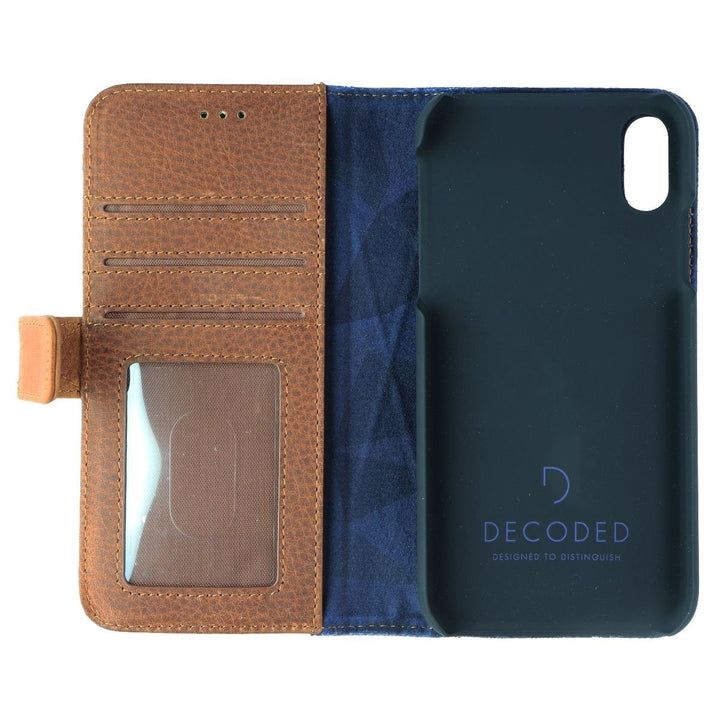 DECODED Full Grain Leather Folio + Case for Apple iPhone XR - Cinnamon Brown (Refurbished) Image 3