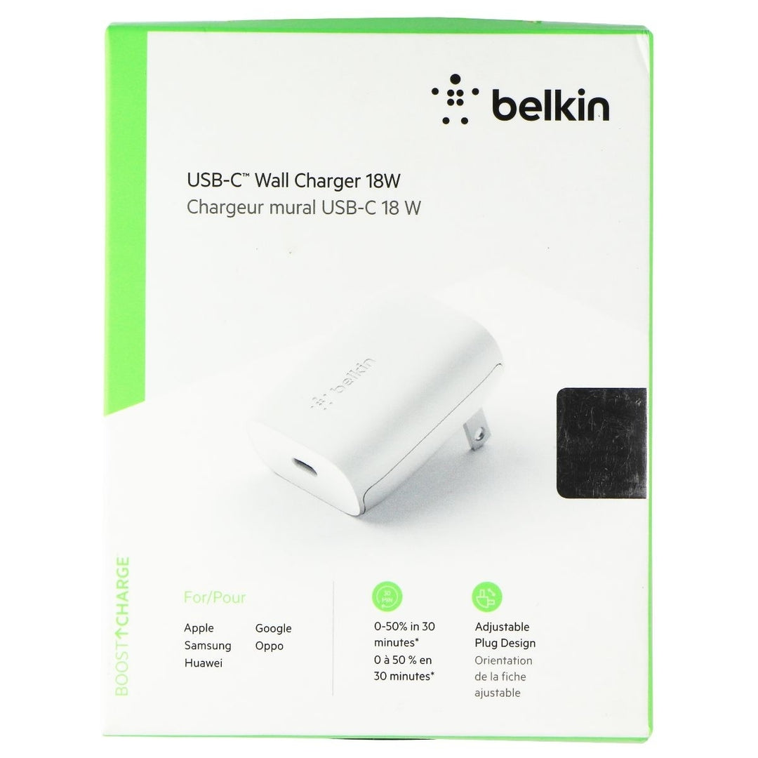 Belkin (18W) USB-C Wall Charger Travel Adapter - White (F7U096dqWHT) (Refurbished) Image 1