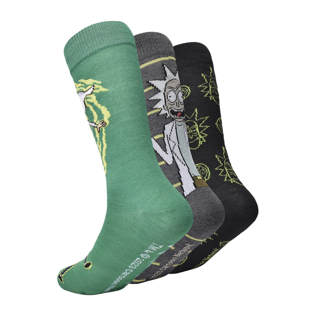 Rick And Morty Swirling Portal Crew Socks 3-Pair Box Set Image 2