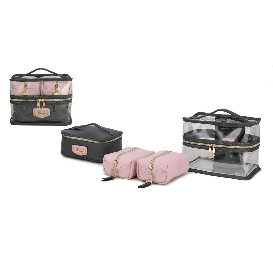 MKF Collection Emma Cosmetic 4 Pc Set Multi-Compartment Handbag by Mia K. Image 4