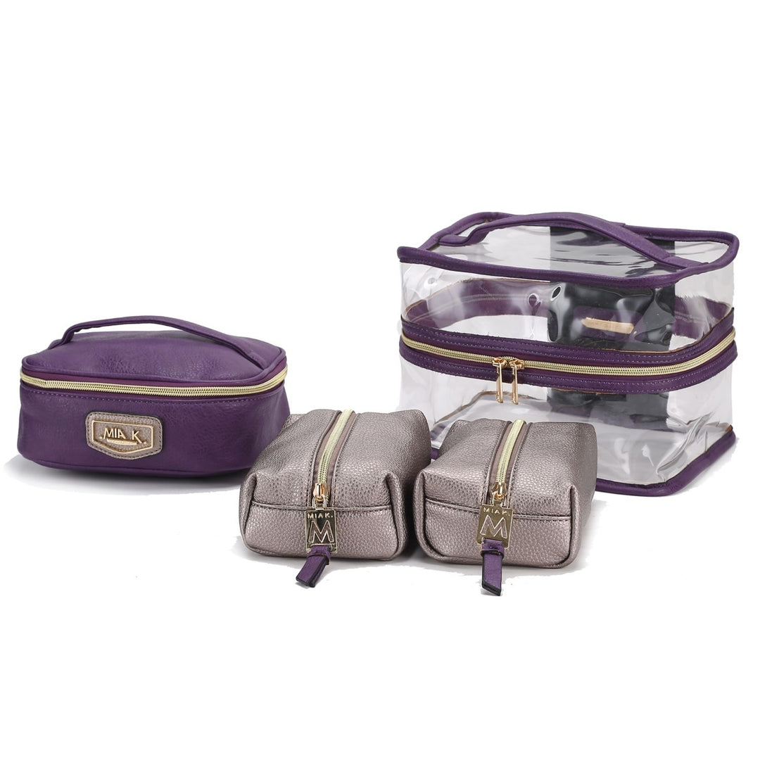 MKF Collection Emma Cosmetic 4 Pc Set Multi-Compartment Handbag by Mia K. Image 6