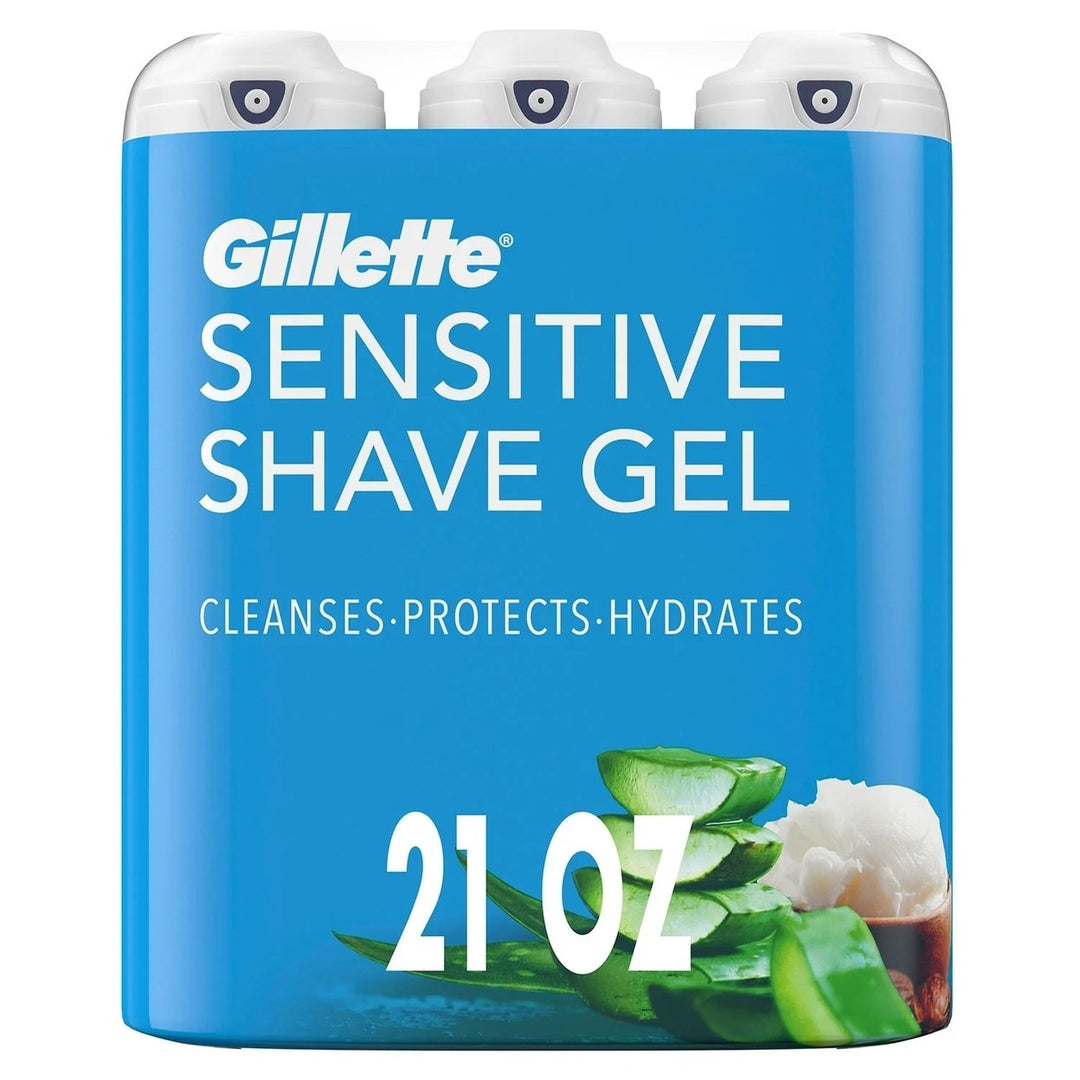 Gillette Sensitive Shave Gel with Aloe and Shea Butter 7 Ounce (Pack of 3) Image 1