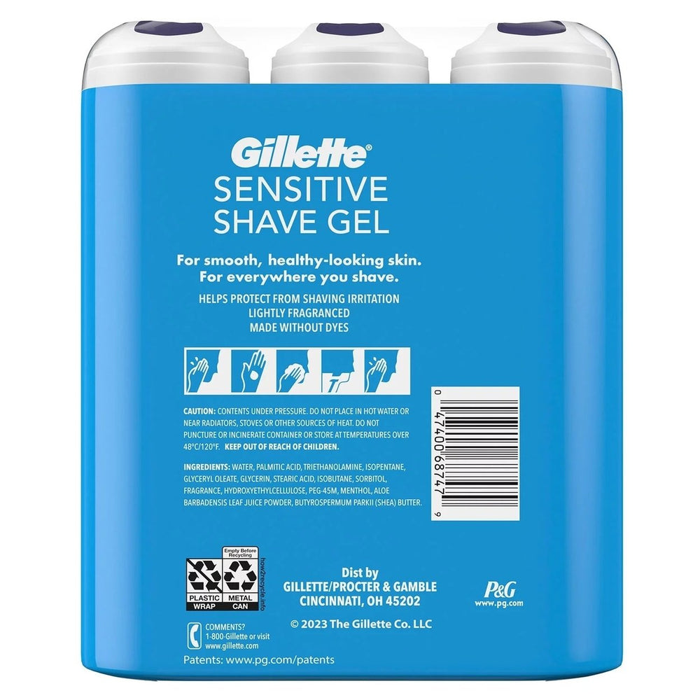 Gillette Sensitive Shave Gel with Aloe and Shea Butter 7 Ounce (Pack of 3) Image 2