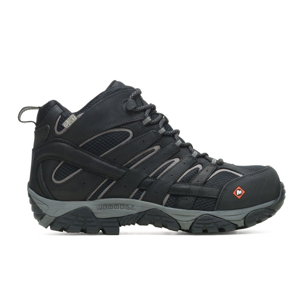 MERRELL WORK Mens Moab Vertex Mid Leather Waterproof Comp Toe Work Boot Black - J05241  BLACK Image 2