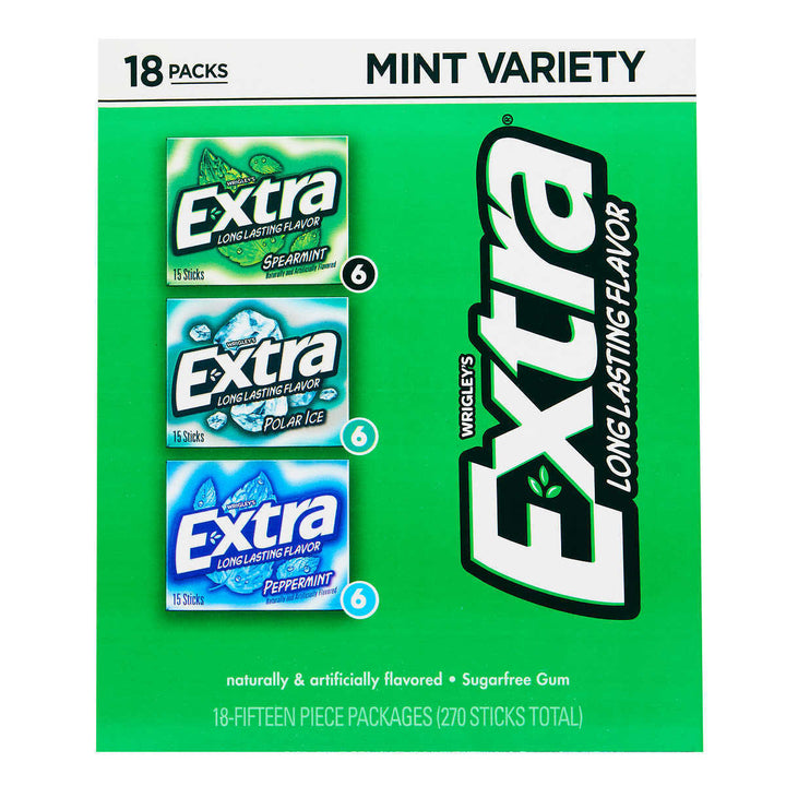 Extra Sugar Free Chewing Gum Mint Variety Pack 15 Sticks (18 Count) Image 1