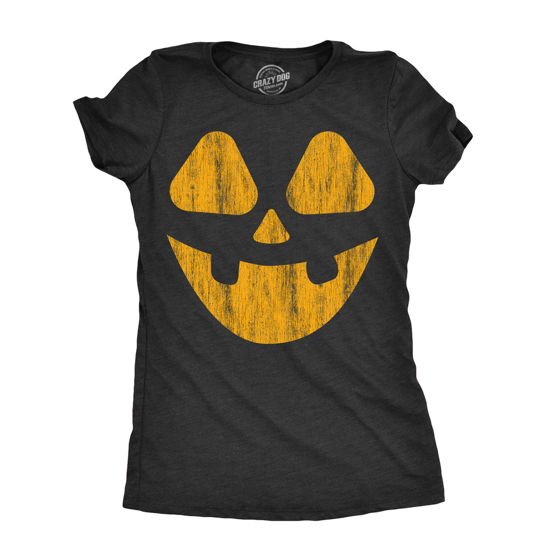 Womens Vintage Jack Pumpkin T Shirt Funny Halloween Jack O Lantern Retro Smile Tee For Ladies Image 1