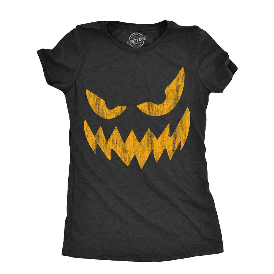 Womens Wavy Mouth Wayne Pumpkin T Shirt Funny Halloween Jack O Lantern Terrifying Smile Tee For Ladies Image 1