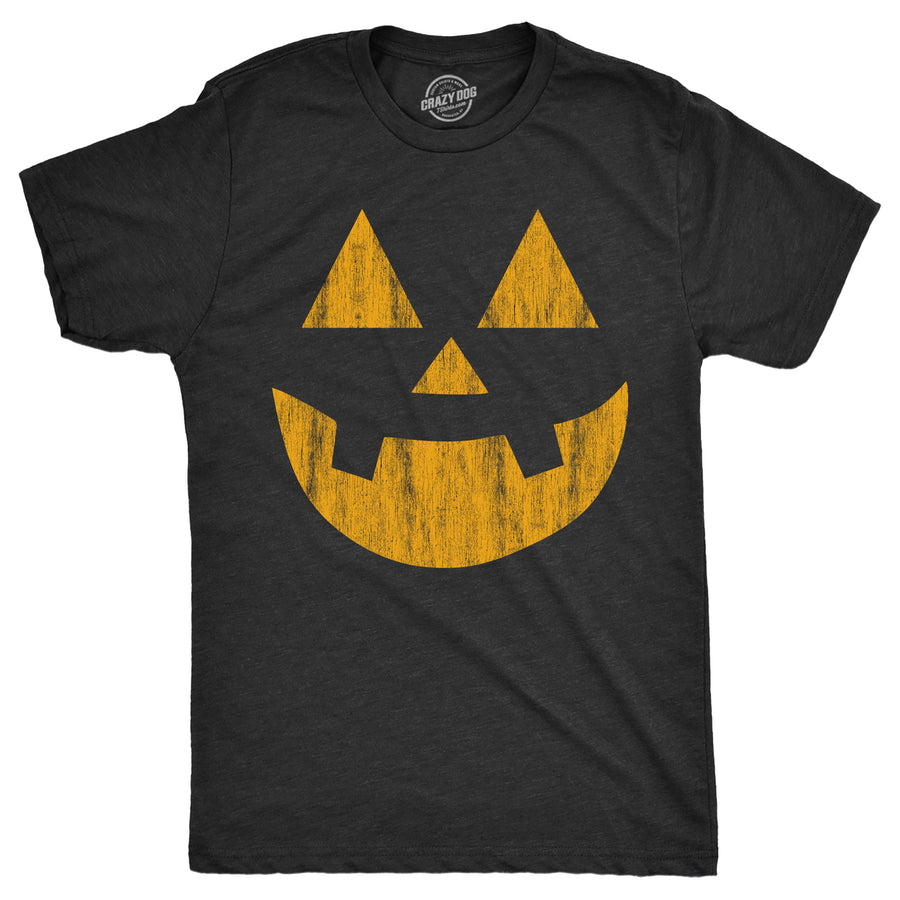 Mens Standard Jack Pumpkin T Shirt Funny Halloween Jack O Lantern Frightening Smile Tee For Guys Image 1