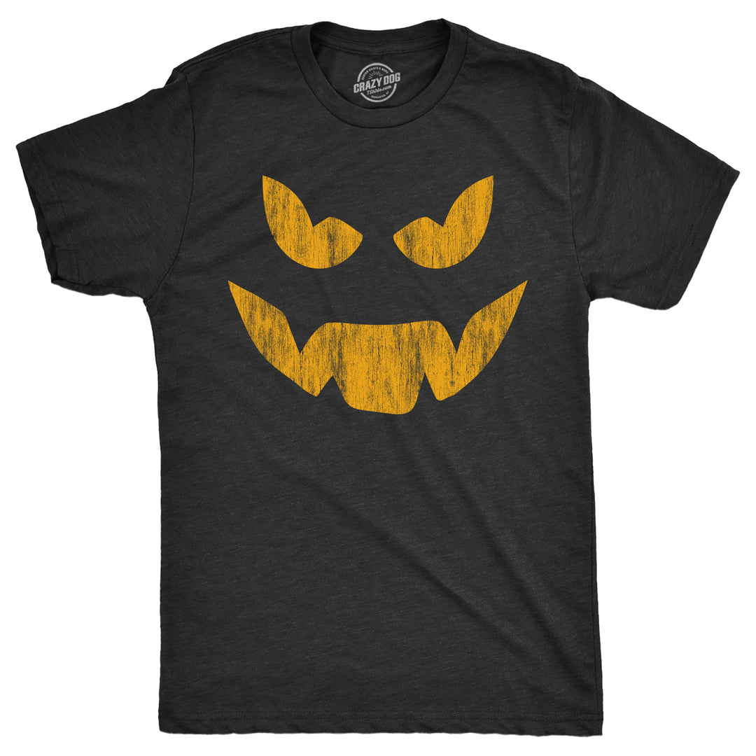 Mens Evil Eddie Pumpkin T Shirt Funny Halloween Jack O Lantern Dark Smile Tee For Guys Image 1