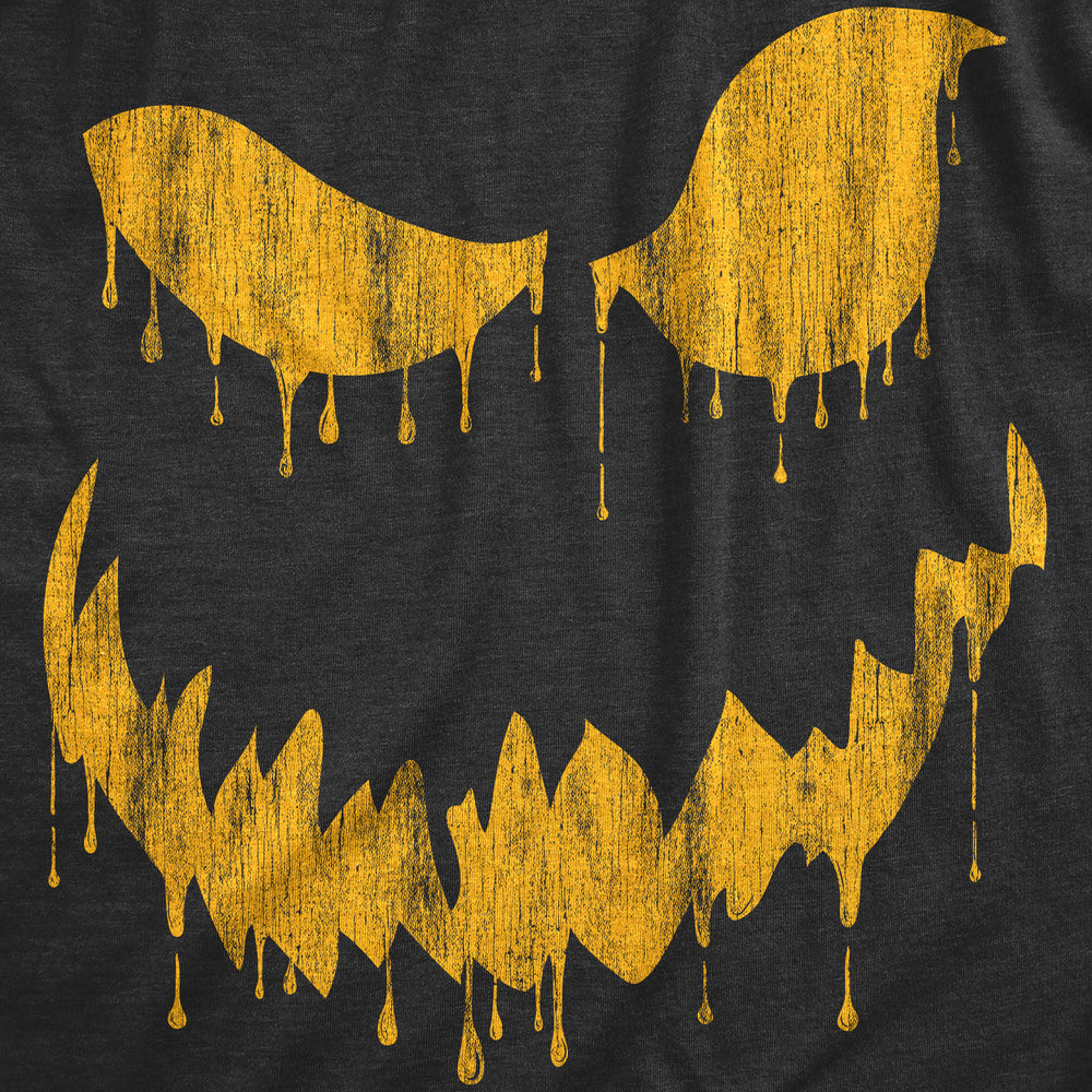 Mens Drippy Dan Pumpkin T Shirt Funny Halloween Jack O Lantern Creepy Smile Tee For Guys Image 2