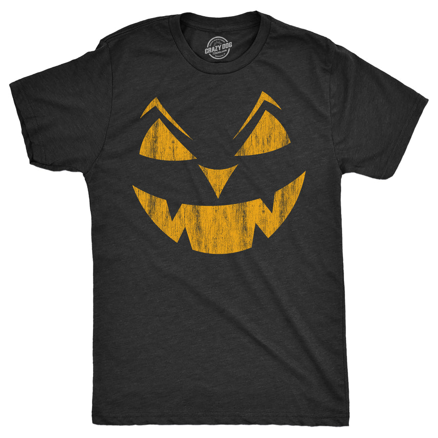 Mens Eyebrows Earl Pumpkin T Shirt Funny Halloween Jack O Lantern Evil Smile Tee For Guys Image 1