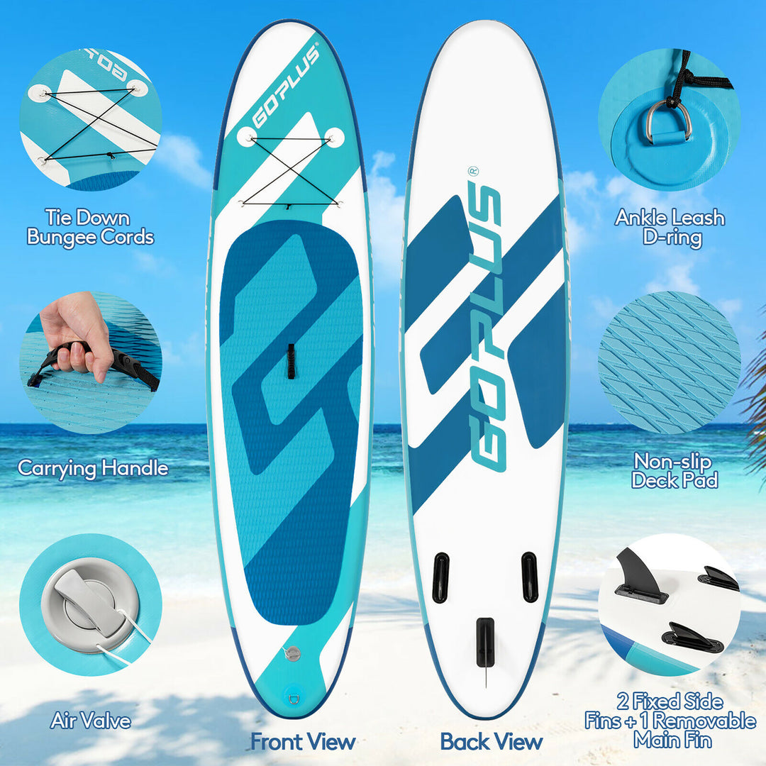 10ft Inflatable Stand Up Paddle Board 6 Thick W/ Aluminum Paddle Leash Backpack Image 7